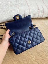Load image into Gallery viewer, Chanel 17B Navy Blue Caviar Mini Rectangle Gold Hw
