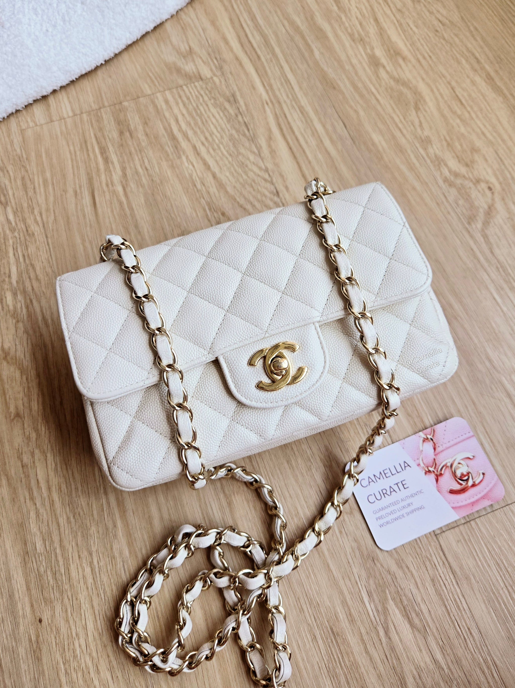 Chanel 17c Ivory Caviar Mini Rectangle Gold Hw – CamelliaCurate