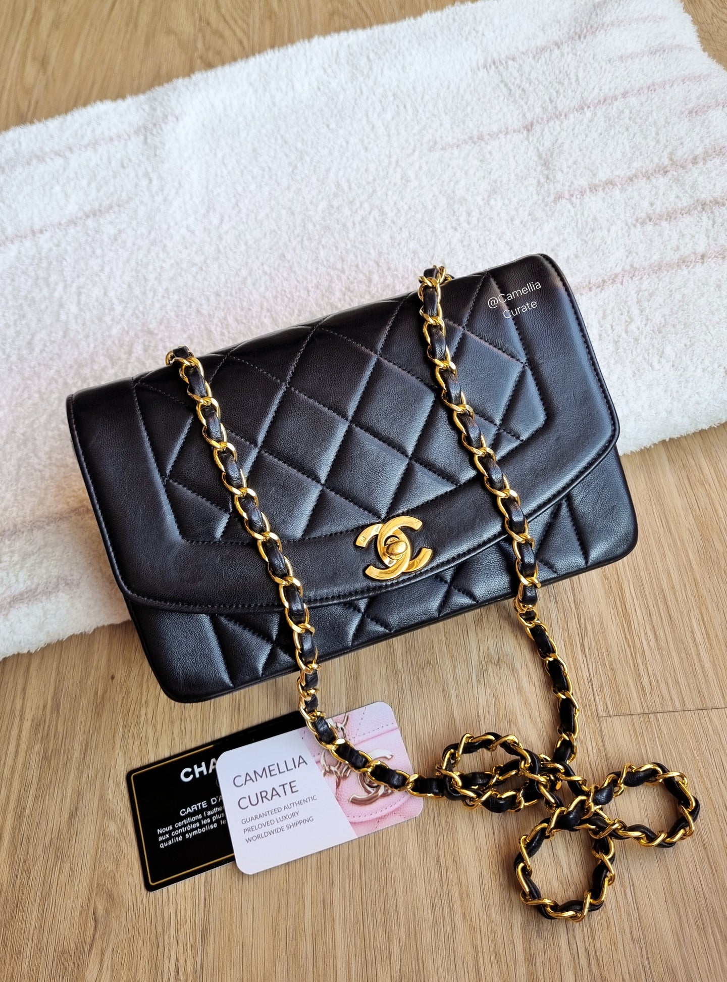 Chanel Diana Small Black 24k Gold