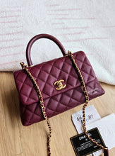 Load image into Gallery viewer, Chanel Burgundy Caviar Coco Handle Small Gold Hardware
