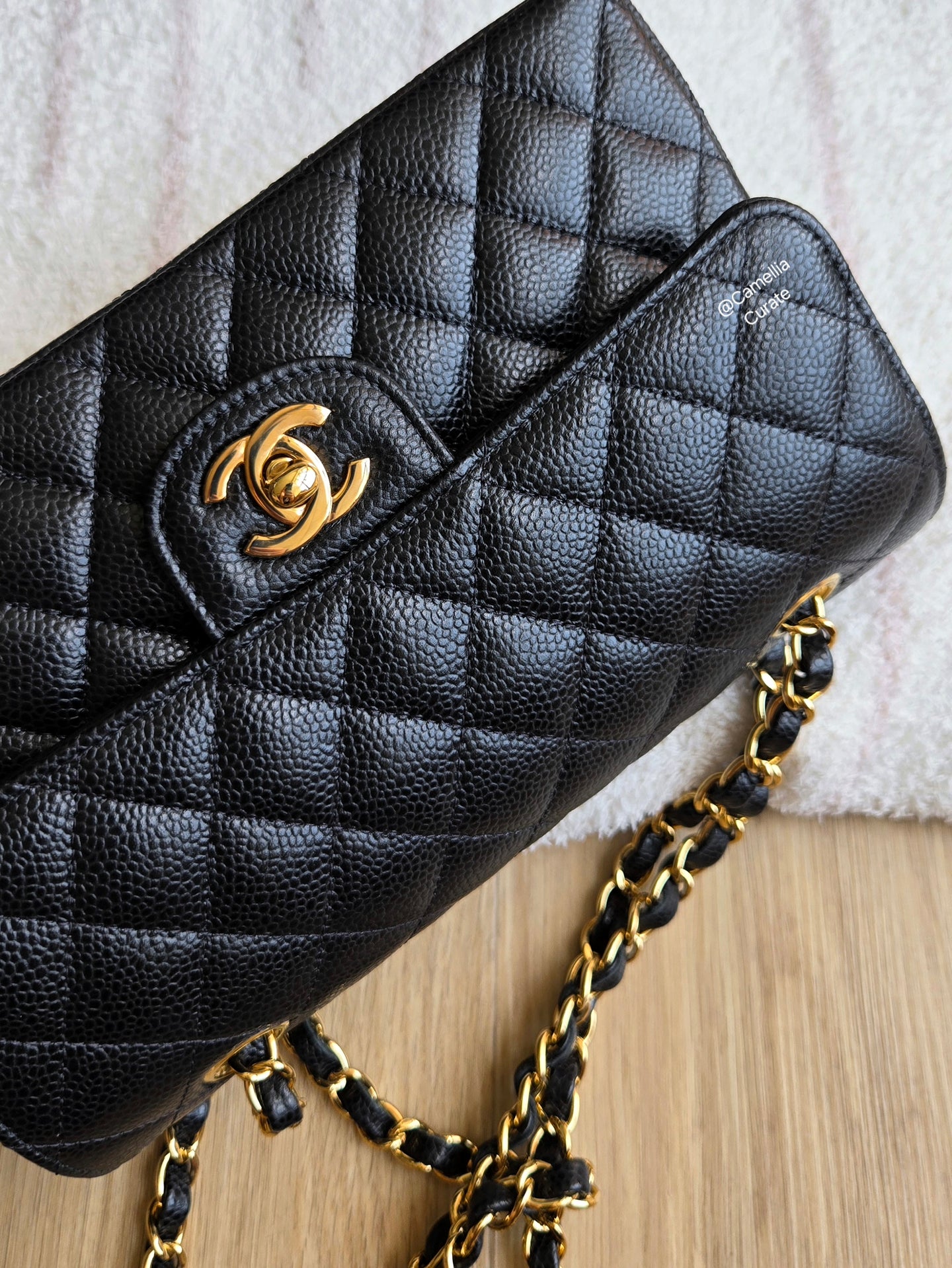 Chanel Small Classic Flap Black Caviar Gold Hardware