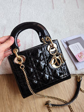 Load image into Gallery viewer, Lady Dior Mini Black Patent Gold Hardware
