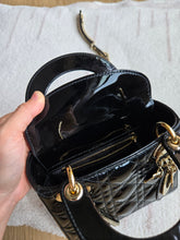 Load image into Gallery viewer, Lady Dior Mini Black Patent Gold Hardware

