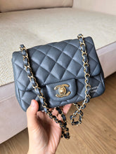 Load image into Gallery viewer, Chanel 18B Grey Classic Mini Caviar Square Champagne Gold
