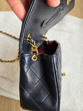 Load image into Gallery viewer, Chanel Mini Statement Flap Vtg Navy 24k Gold
