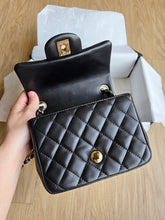 Load image into Gallery viewer, Chanel Mini Square Black Lambskin Champagne Gold Hardware
