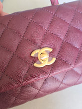 Load image into Gallery viewer, Chanel Burgundy Small Coco Handle Caviar Gold Hardware
