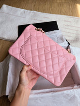 Load image into Gallery viewer, Chanel 22c Rose Sakura Pink Small Classic Flap Caviar Champagne Gold Hardware

