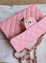 Load image into Gallery viewer, Chanel 22c Rose Sakura Pink Small Classic Flap Caviar Champagne Gold Hardware
