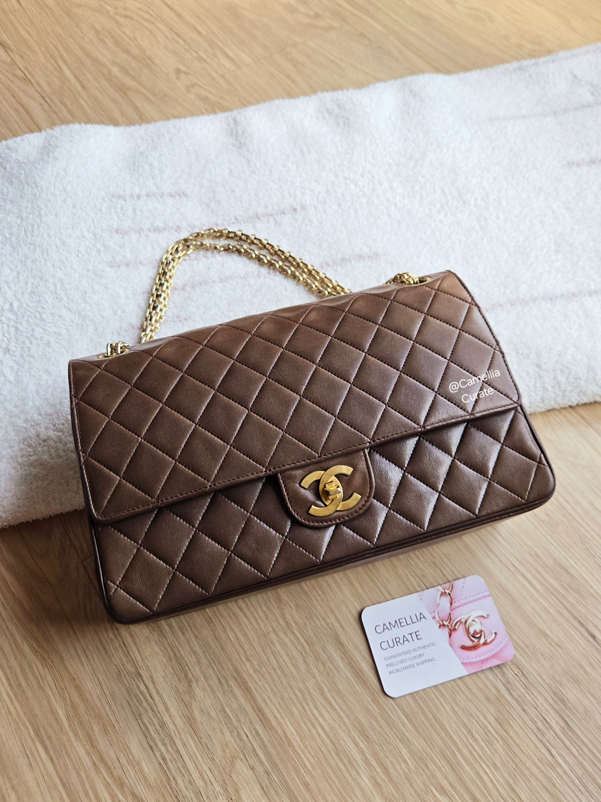 Chanel Chocolate Brown Vintage Straight Flap Bijoux Chain 24k Gold