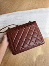 Load image into Gallery viewer, Chanel Chocolate Brown Caviar Small Square Flap 24k Gold
