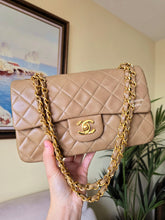 Load image into Gallery viewer, Chanel Mocha Dark Beige Small Classic Flap Vtg 24k Gold
