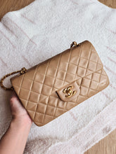 Load image into Gallery viewer, Chanel Mocha Dark Beige Small Classic Flap Vtg 24k Gold
