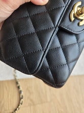 Load image into Gallery viewer, Chanel 17c Mini Rectangle Black Caviar Champagne Gold Hw
