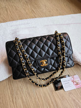 Load image into Gallery viewer, Chanel Classic Flap Medium Black Caviar Burgundy Interior Gold Hardware
