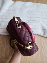 Load image into Gallery viewer, Chanel Burgundy Small Coco Handle Caviar Gold Hardware
