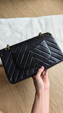 Load image into Gallery viewer, Chanel Classic Medium Flap Vintage Chevron Black 24k Gold
