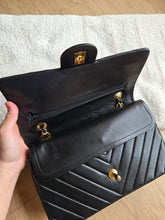 Load image into Gallery viewer, Chanel Classic Medium Flap Vintage Chevron Black 24k Gold
