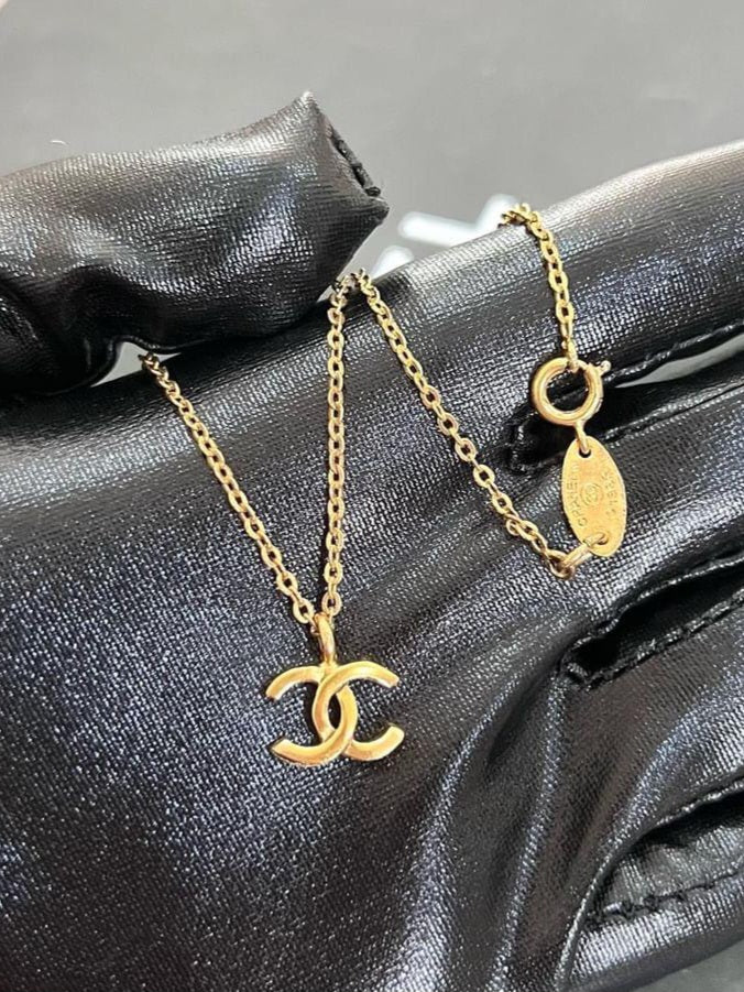 Chanel Mini CC Logo Necklace 24k Gold