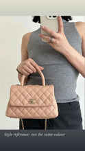 Load image into Gallery viewer, Chanel Mocha Dark Beige Caviar Coco Handle Small Gold Hardware
