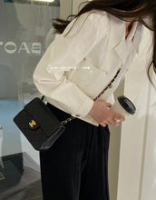 Load image into Gallery viewer, Chanel Bijoux Chain Mini Square Black Vtg 24k Gold
