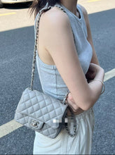 Load image into Gallery viewer, Chanel 18B Grey Classic Mini Caviar Square Champagne Gold
