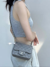 Load image into Gallery viewer, Chanel 18B Grey Classic Mini Caviar Square Champagne Gold
