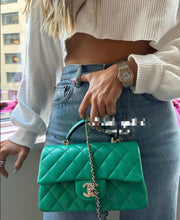 Load image into Gallery viewer, Chanel Mini with Top Handle Green with Gold Hw

