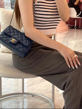 Load image into Gallery viewer, Chanel 17B Navy Blue Caviar Mini Rectangle Gold Hw
