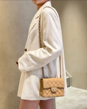 Load image into Gallery viewer, Chanel Dark Beige Caviar Mini Square Vtg 24k Gold
