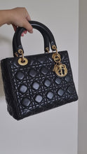 Load and play video in Gallery viewer, Lady Dior Classic Medium Black Lambskin Gold Hw
