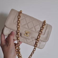 Load and play video in Gallery viewer, Chanel Mini Diana Bijoux Chain Beige Lambskin Vintage 24k Gold
