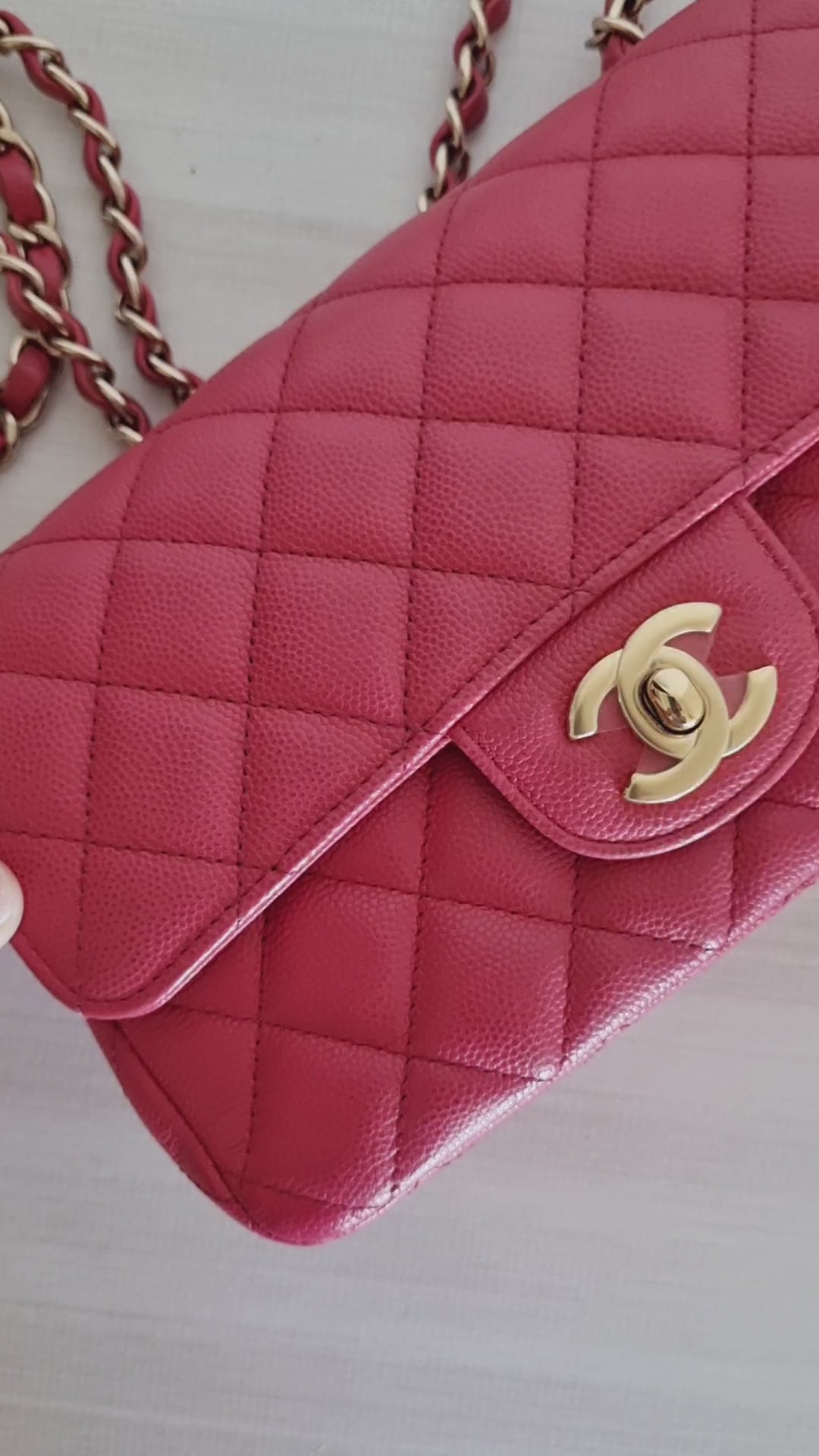 Classic Mini Square Flap Bag in 17C Pink Caviar