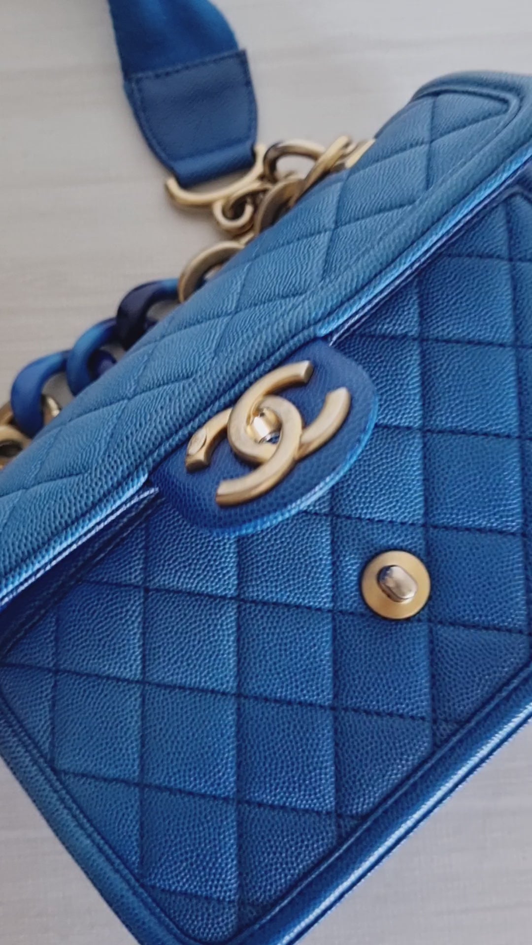 Chanel Sunset by the Sea Small Blue Ombre Caviar Gold Hardware