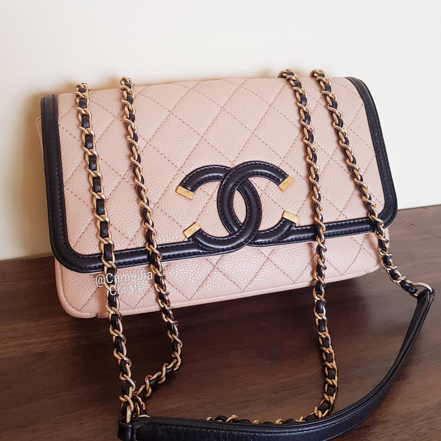 Chanel Filigree Small Flap in Beige/Black