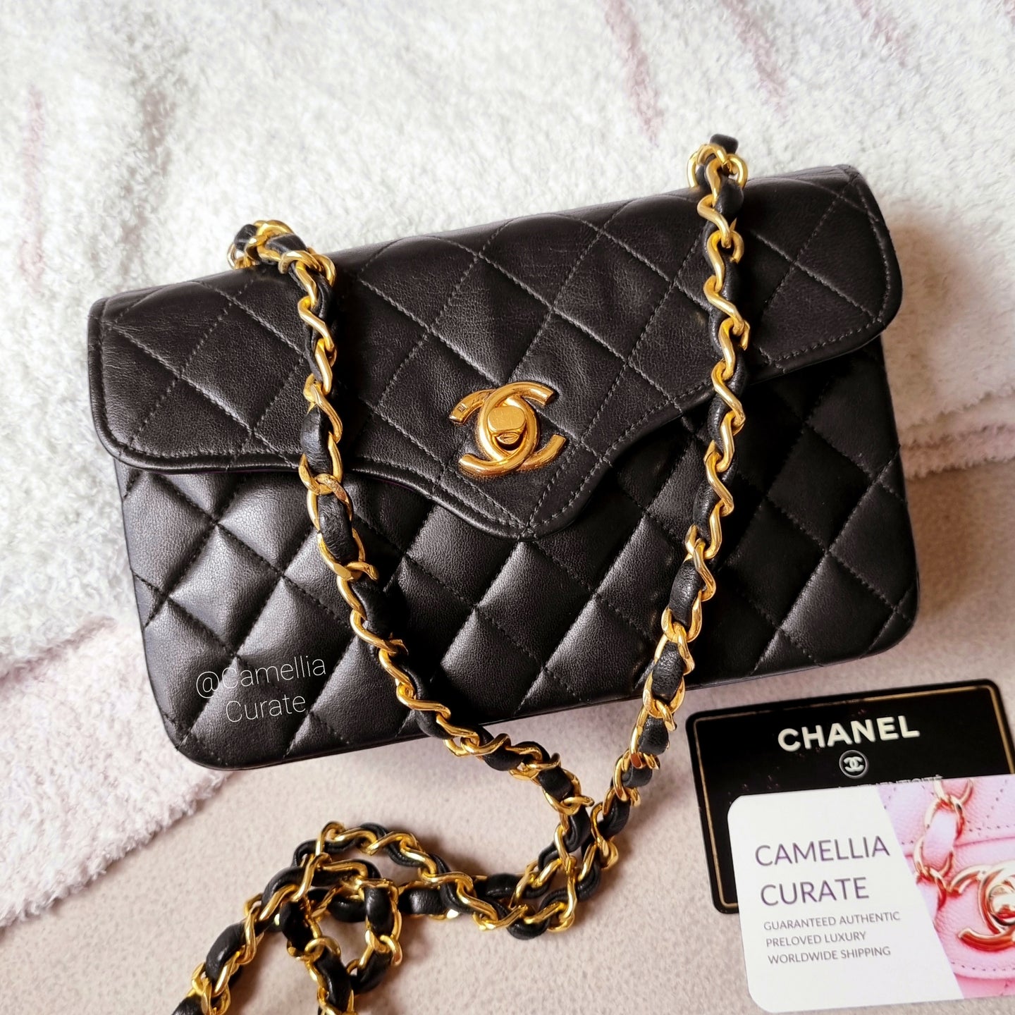 Chanel Mini Vintage Black Lambskin 24k Gold HW