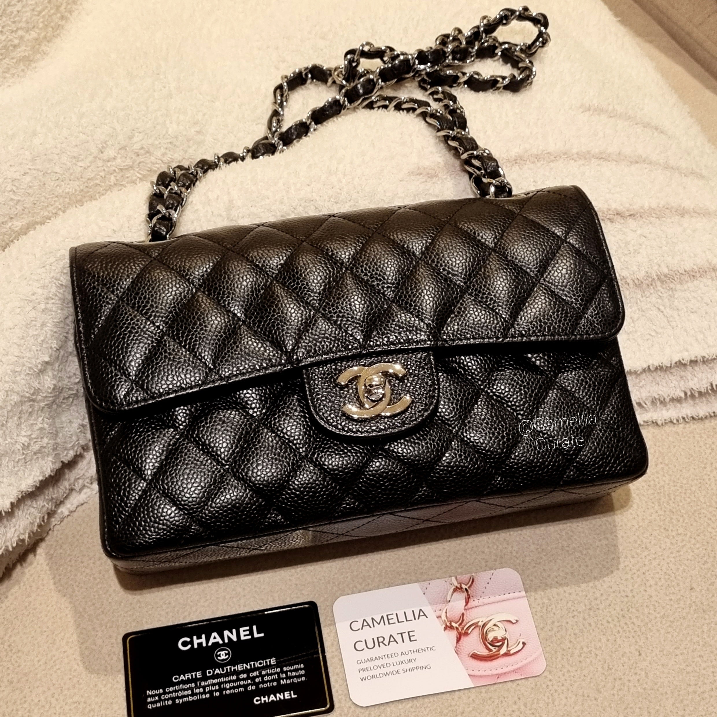 Chanel Vintage Small Classic Flap Black Caviar Silver HW – CamelliaCurate