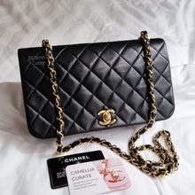 Load image into Gallery viewer, Chanel Vintage Full Flap Black Lambskin 24k Gold HW
