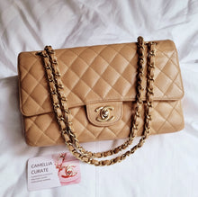 Load image into Gallery viewer, Chanel Vintage Dark Beige Caviar Classic Flap Medium 24k Gold HW
