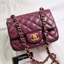 Load image into Gallery viewer, Chanel Burgundy Mini Caviar Square Gold HW
