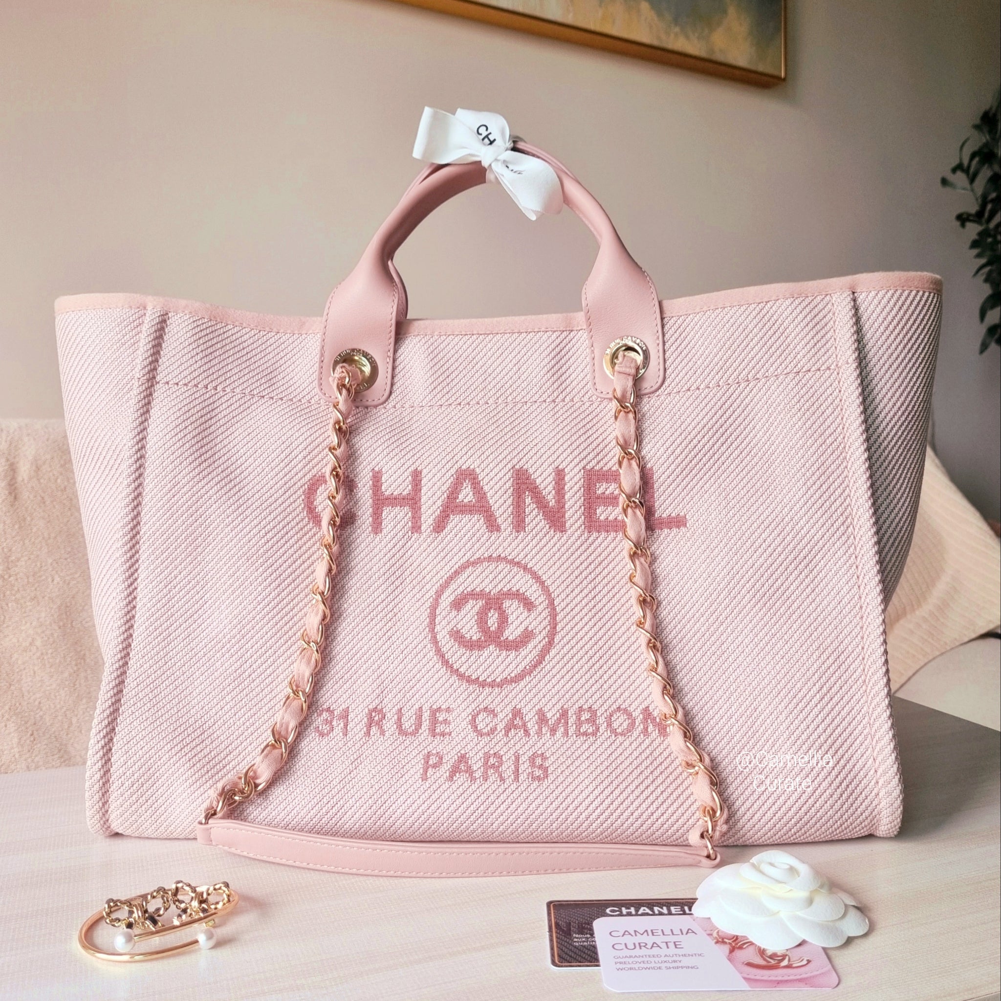 Chanel Rose Pink Deauville Medium Gold HW – CamelliaCurate