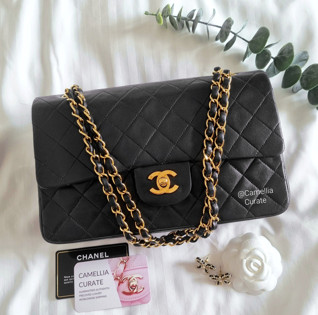 Chanel Classic Medium Flap Purse Wallet in Black Quilted Lambskin with Gold  Hardware - SOLD