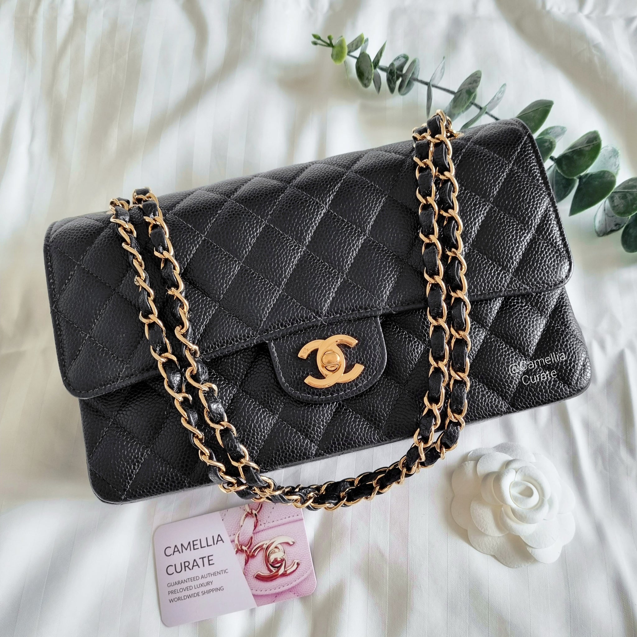 Chanel Vintage Black Caviar Small Classic Double Flap Bag 24k GHW