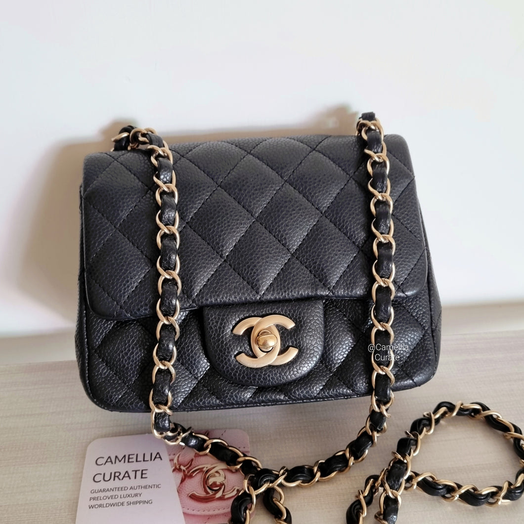 Chanel Mini Square Caviar with Gold HW