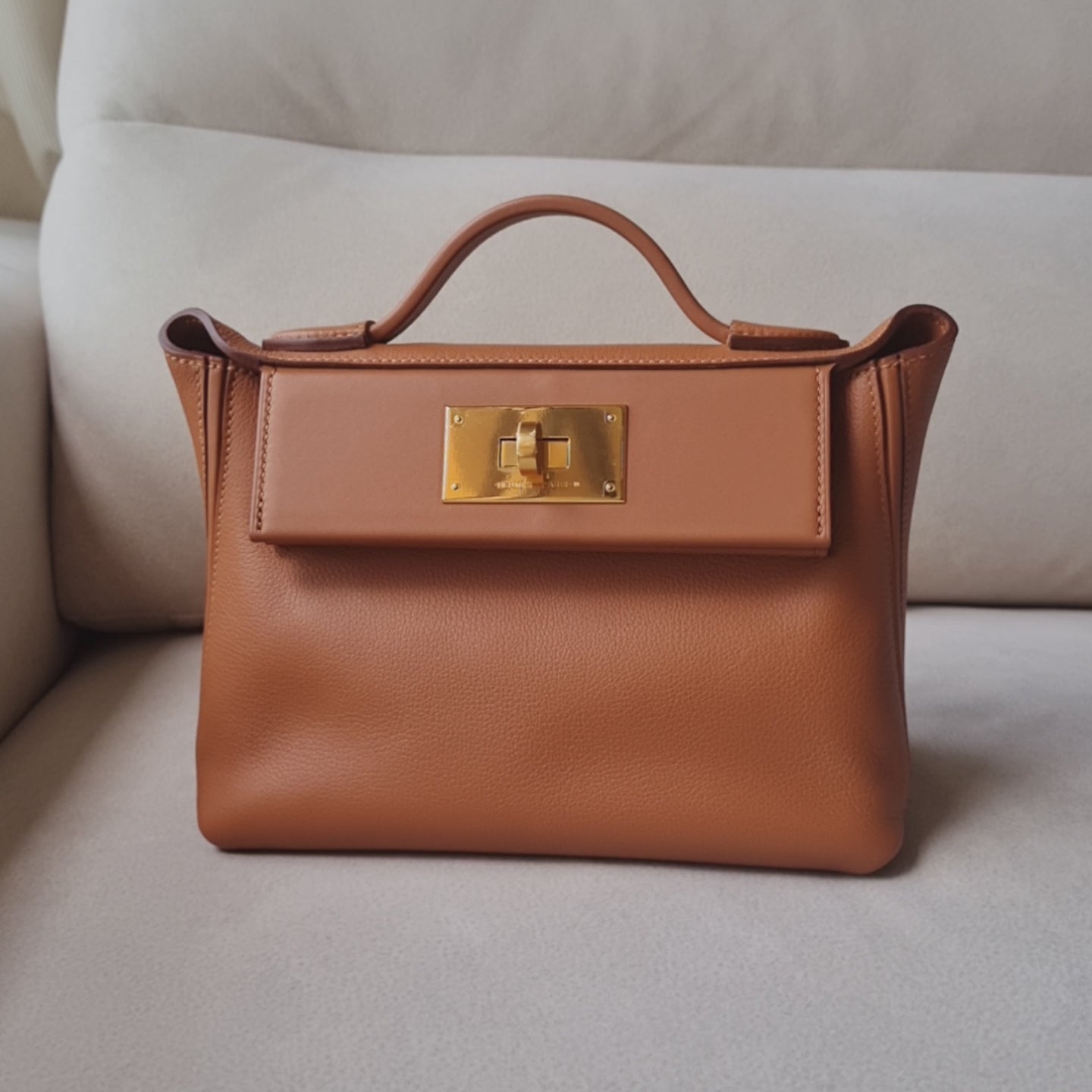 Hermes 2424 Mini Gold Evercolor with Gold Hw
