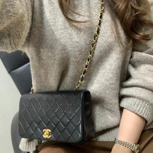 Load image into Gallery viewer, Chanel Vintage Full Flap Black Lambskin 24k Gold HW

