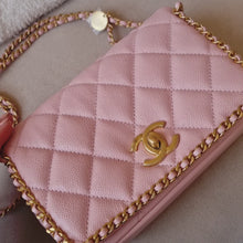 Load and play video in Gallery viewer, Chanel Pink Caviar 22k Chain Around Bag Gold Hw
